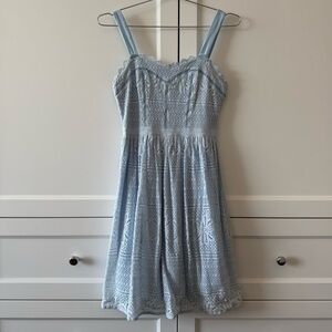 Aqua Fit and Flare Light Blue Lace Dress